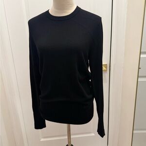 ZARA KNIT LONG SLEEVE SWEATER WITH GOLD BUTTONS LARGE BLACK